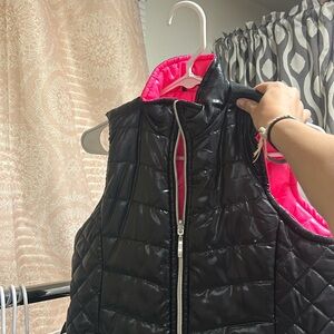 Interchangeable puffer jacket, pink and black